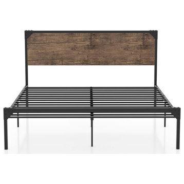 Furniture of America Budenholz Metal Queen Platform Bed in Brown