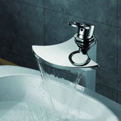 Chrome Finish Brass Waterfall Bathroom Sink Faucet T8010 - Bathroom Sink Faucets