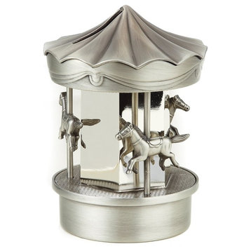 Elegance Silver Plated And Pewter Finish Carousel Money Bank