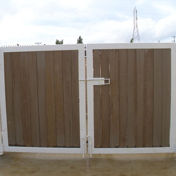 Custom Steel gate with wood inlay
