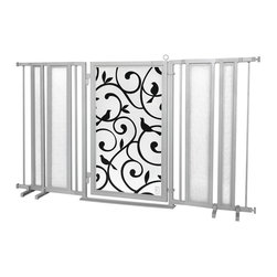 Fusion Gates - Fusion Gate with Songbirds Design, Satin Nickel, 65"-71.4" - Dog Gates
