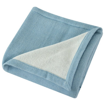 100% Superfine Australian Merino Reversible Wool Blanket, Blue, King