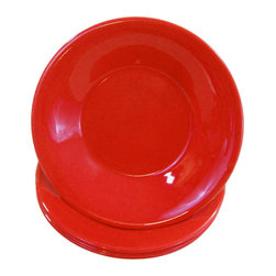 Le Souk Ceramique - Le Souk Ceramique Stoneware Salad/Pasta Bowls, Set of 4, Black, Red - Dining Bowls