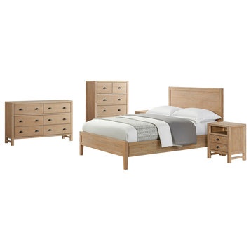 Arden 5-Piece Wood Bedroom Set With Queen Bed, 2 Nightstands, Chest, Dresser
