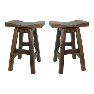 Barn Wood Bar Stool, Saddle Seat, Set of 2 - Rustic - Bar Stools And Counter  Stools - by Nutshell Stores LLC | Houzz