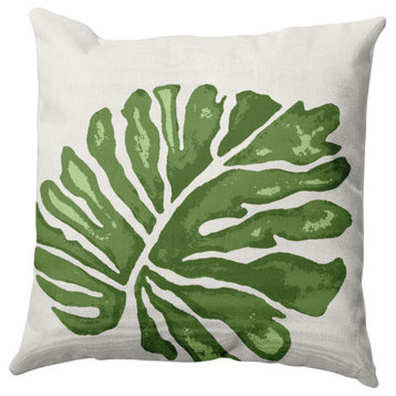 Big Leaf Decorative Throw Pillow, Green, 18"x18"
