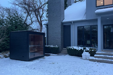Inspiration for a modern shed remodel in Detroit