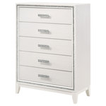 Acme Furniture - Haiden Chest, White - Classic design with touches of modern aspects makes this Haiden Chest ideal for any bedroom. The piece offers a rectangular tabletop and five storage drawers for displaying or organizing. It also features a glamorous shimmering silver accent trim that adds richness to design. The drawer handles with the same shimmering silver tie them all together to create a cohesive look. The white finish makes it easy to fit into already existing decor.