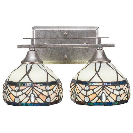 Uptowne 2 Light Bath Bar In Aged Silver (132-AS-9485)