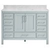 Kendall Sky Blue Bathroom Vanity Base, 48", Vanity With Carrara Marble Top