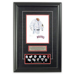 Heritage Sports Art - Original Art of the MLB 1925 Atlanta Braves Uniform - This beautifully framed piece features an original piece of watercolor artwork glass-framed in an attractive two inch wide black resin frame with a double mat. The outer dimensions of the framed piece are approximately 17" wide x 24.5" high, although the exact size will vary according to the size of the original piece of art. At the core of the framed piece is the actual piece of original artwork as painted by the artist on textured 100% rag, water-marked watercolor paper. In many cases the original artwork has handwritten notes in pencil from the artist. Simply put, this is beautiful, one-of-a-kind artwork. The outer mat is a rich textured black acid-free mat with a decorative inset white v-groove, while the inner mat is a complimentary colored acid-free mat reflecting one of the team's primary colors. The image of this framed piece shows the mat color that we use (Red). Beneath the artwork is a silver plate with black text describing the original artwork. The text for this piece will read: This original, one-of-a-kind watercolor painting of the 1925 Boston Braves (now Atlanta Braves) uniform is the original artwork that was used in the creation of this Atlanta Braves uniform evolution print and tens of thousands of other Atlanta Braves products that have been sold across North America. This original piece of art was painted by artist Nola McConnan for Maple Leaf Productions Ltd. Beneath the silver plate is a 3" x 9" reproduction of a well known, best-selling print that celebrates the history of the team. The print beautifully illustrates the chronological evolution of the team's uniform and shows you how the original art was used in the creation of this print. If you look closely, you will see that the print features the actual artwork being offered for sale. The piece is framed with an extremely high quality framing glass. We have used this glass style for many years with excellent results. We package every piece very carefully in a double layer of bubble wrap and a rigid double-wall cardboard package to avoid breakage at any point during the shipping process, but if damage does occur, we will gladly repair, replace or refund. Please note that all of our products come with a 90 day 100% satisfaction guarantee. Each framed piece also comes with a two page letter signed by Scott Sillcox describing the history behind the art. If there was an extra-special story about your piece of art, that story will be included in the letter. When you receive your framed piece, you should find the letter lightly attached to the front of the framed piece. If you have any questions, at any time, about the actual artwork or about any of the artist's handwritten notes on the artwork, I would love to tell you about them. After placing your order, please click the "Contact Seller" button to message me and I will tell you everything I can about your original piece of art. The artists and I spent well over ten years of our lives creating these pieces of original artwork, and in many cases there are stories I can tell you about your actual piece of artwork that might add an extra element of interest in your one-of-a-kind purchase.