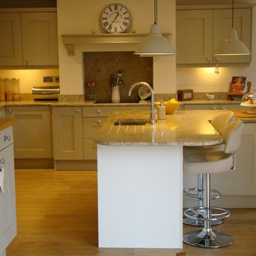 painted shaker kitchen with central island