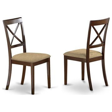 Set of 2 Boston X-Back Dining Chair With Faux Leather Upholstered Seat