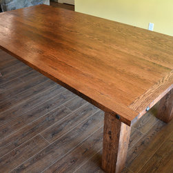 Reclaimed Oak Wood Dining Table with Matching Bench - Dining Tables