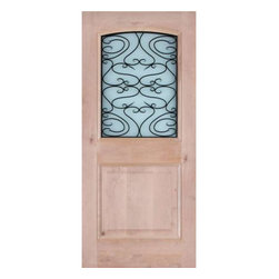 KA230HALFLITEESF1 - KNOTTY ALDER 1/2 LITE WITH WHITE LAMI IRON GLASS (1-3/4") - Windows And Doors