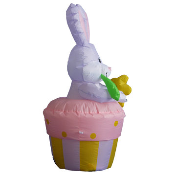 Easter Inflatable Rabbit on Flowerpot, 4'