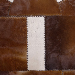 Luxury Cowhide Patchwork Area Rug Oval Brown White Handmade Hair-on 7'2"x5'2" - Area Rugs