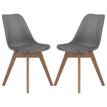 Set of 2 Wood Dining Side Chairs, Gray Finish
