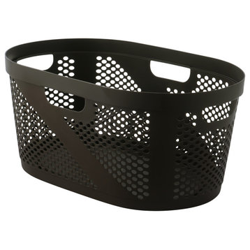 Superio Laundry Basket 50-Liter Elegant Dotted With Cutout Handles Bone, Brown