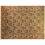 Bareen's Designer Rugs - Tulip Pak-Persian Lorene Green/Gold Wool Rug - 10'1 x 14'1 - Designed with mesmerizing intricacy and gorgeous color palette, this hand-knotted masterpiece demonstrates the beauty and electrifying thrill of Pak Persian art. These meticulously handcrafted Pak-Persian rug is made with pure wool and features breathtaking traditional and Transitional designs in bold lush color pallet. Known for their intricate designs these rugs are a reproduction of Persian rugs, made in Pakistan with unique Mughal designs. Made by master weavers using the same Persian texture, design and dying technique, we wanted to produce the most significant manifestation of the Persian art, life and culture. This rug is most famous for its exceptional quality, incredible designs, patterns and vibrant rich color. Pak-Persian rugs made with Persian weave with high knot counts, which enables the high intricacy and detail found in the patterns are also referred to as "State of art", each color adds a rich beautiful detail in the artwork of this rug. The design, color and beautiful chromatic composition with a vibrant sheen with traditional and Transitional designs, exude beauty, elegance and quality make this rug a masterpiece of its own.