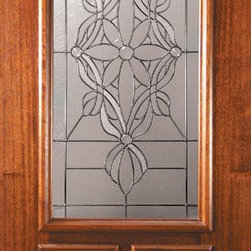 Slab Single Door 80 Wood Mahogany Evangeline 2 Panel Arch Lite Glass - Front Doors