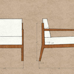 Metaphor | Armchair with Exposed Wood Frame and Arms (Drawing) - Armchairs And Accent Chairs