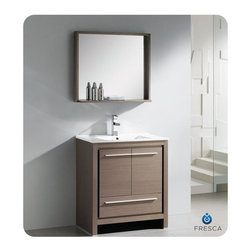 Allier 30 Inch Gray Oak Modern Bathroom Vanity With Mirror - Products