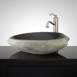 ARBEY BLACK RIVER STONE VESSEL SINK - Bathroom Sinks