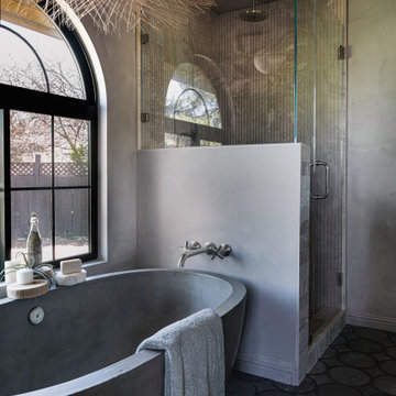 Modern and Understated Mediterranean Escape: Primary Bathroom