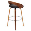 Grotto Barstool With Swivel in Walnut With Brown Faux Leather, Set of 2