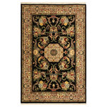 Bareens Designer Rugs - Anarkali Pak Persian Virgil Black/Beige Wool Rug 4'2'' x 6'2'' - Designed with mesmerizing intricacy and gorgeous color palette, this hand-knotted masterpiece demonstrates the beauty and electrifying thrill of Pak Persian art. These meticulously hand-knotted Pak-Persian rug is made with pure wool and features breathtaking traditional, transitional, and tribal designs in bold luxurious color pallets. Known for their intricate designs these rugs are a reproduction of Persian rugs, made in Pakistan with unique Mughal designs. Made by master weavers using the same Persian texture, design and dying technique, we wanted to produce the most significant manifestation of Persian art, life, and culture. This rug is most famous for its exceptional quality, incredible designs, patterns, and vibrant rich color. Pak-Persian rugs made with Persian weave with high knot counts, which enables the high intricacy and detail found in the patterns are also referred to as "State of art", each color adds a rich beautiful detail in the artwork of this rug. The design, color, and beautiful chromatic composition with a vibrant sheen with intricate designs, exude beauty, elegance, and quality make this rug a masterpiece of its own.