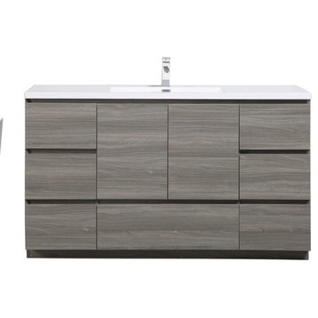 ConceptBaths Edison 59" Single Modern Bath Vanity, Maple Gray