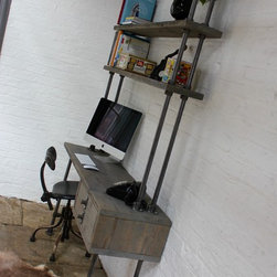 Cherie Reclaimed Grey Washed Scaffolding Board Urban Industrial Desk with Drawer - Desks & Writing Bureaus