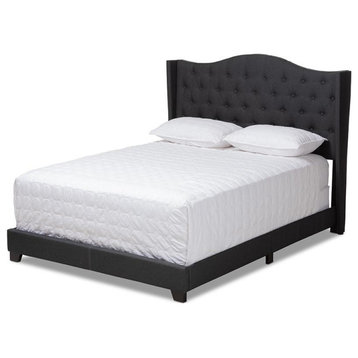 Alesha Modern and Contemporary Charcoal Grey Fabric Upholstered Queen Size Bed