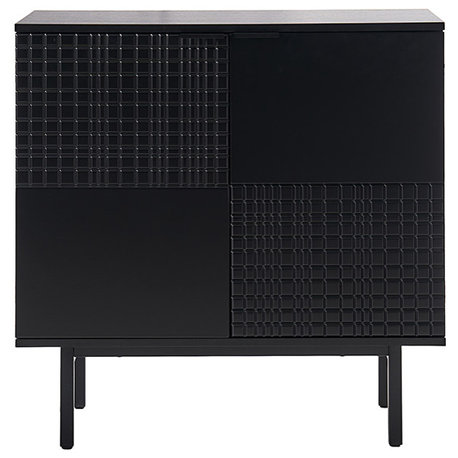 30"Tall 2 Door Accent Cabinet With Metal Feet, Black