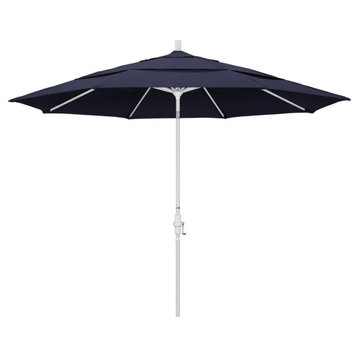 11' Aluminum Umbrella Collar Tilt Matted White, Olefin, Navy Blue