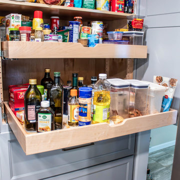 Custom Two Tone Gray Kosher Kitchen with Quartz Countertops