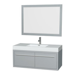 48 inch Wall Mounted Bathroom Vanity in Dove Grey Finish - Bathroom Vanities And Sink Consoles