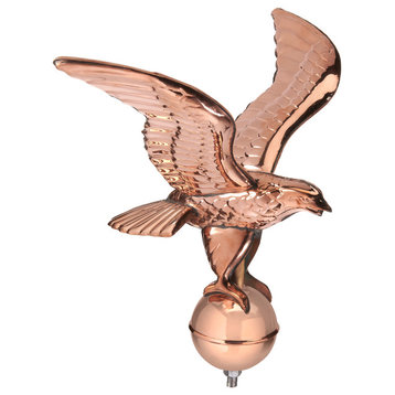 Pure Copper Eagle With Ball Flagpole Topper, 16" Wingspan, by Good Directions