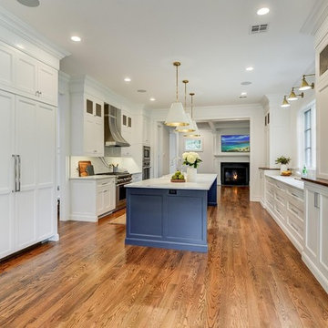 Blue Island with Mixed Metal Kitchen & Campaign Vanity Bath