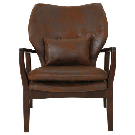GDF Studio Teague French Style Dark Espresso Wood Club Chair, Brown/Dark Espresso