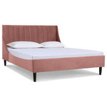 Jennifer Taylor Home - Aspen Vertical Tufted Headboard Platform Bed, Ash Rose Velvet, Queen - A simple yet elegant look gives the Aspen Upholstered Platform Bed by Sandy Wilson Home a modern yet timeless feel. The subtle vertical channel tufting of the low headboard and simple, solid wood legs are a nod to a retro 70's look, made modern by the graceful, curved wings that sweep seamlessly into the side- and foot panels for a completely unique platform design. Available in Queen, King, and California King sizes in all the trend-worthy colors from Evergreen to Ash Rose to Anthracite Black, the Aspen Bed Set is the perfect centerpiece to your master suite, guest room, or teen's room.