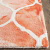 Traditional Area Rug, Handmade Watercolor Trellis Patterned Wool, Orange/Ivory
