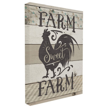 Farm Sweet Farm Rustic Rooster, 30"x40", Stretched Canvas Wall Art