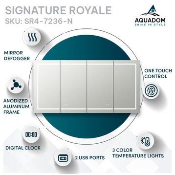 AQUADOM Signature Royale LED Lighted Medicine Cabinet 72"x36"x5"