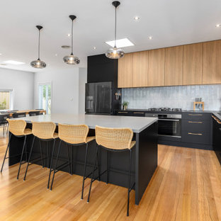 Two tone matt finishes balance this multi-room project