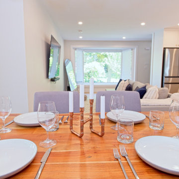 Set Dining Table Looking Toward the Bright Living Area | North York