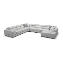 Bergamo Grey Sectional Extended Leather Sofa - Sectional Sofas