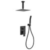 Aqua Piazza Set, 8" Ceiling Mount Square Rain Shower and Handheld, Matte Black