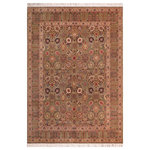Bareens Designer Rugs - Tabriz Pak Persian Georgett Green/Beige Wool Rug 8'0'' x 10'3'' - Designed with mesmerizing intricacy and gorgeous color palette, this hand-knotted masterpiece demonstrates the beauty and electrifying thrill of Pak Persian art. These meticulously hand-knotted Pak-Persian rug is made with pure wool and features breathtaking traditional, transitional, and tribal designs in bold luxurious color pallets. Known for their intricate designs these rugs are a reproduction of Persian rugs, made in Pakistan with unique Mughal designs. Made by master weavers using the same Persian texture, design and dying technique, we wanted to produce the most significant manifestation of Persian art, life, and culture. This rug is most famous for its exceptional quality, incredible designs, patterns, and vibrant rich color. Pak-Persian rugs made with Persian weave with high knot counts, which enables the high intricacy and detail found in the patterns are also referred to as "State of art", each color adds a rich beautiful detail in the artwork of this rug. The design, color, and beautiful chromatic composition with a vibrant sheen with intricate designs, exude beauty, elegance, and quality make this rug a masterpiece of its own.
